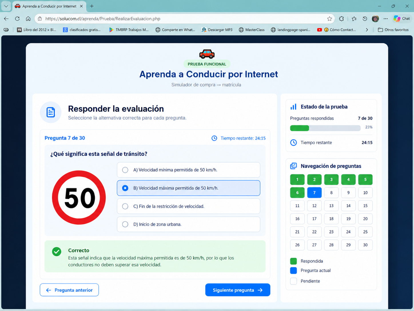 Responder la evaluación